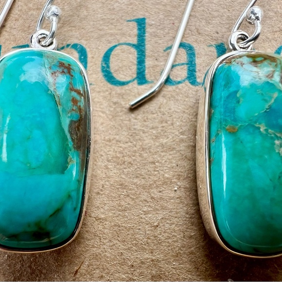 Sundance $138 NEW 1-1/2” Kingman Turquoise Sterling Silver Handmade Earrings - Picture 4 of 11